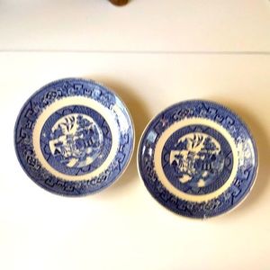 2 Homer Laughlin blue willow saucers.  6”
